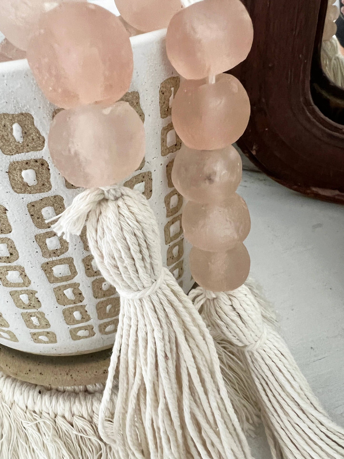 Glass Garland Blush Pink Sea Glass Coastal Home