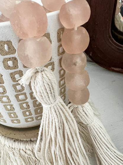 Glass Garland Blush Pink Sea Glass Coastal Home