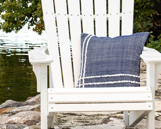 Hand Woven Outdoor Linett Pillow Navy