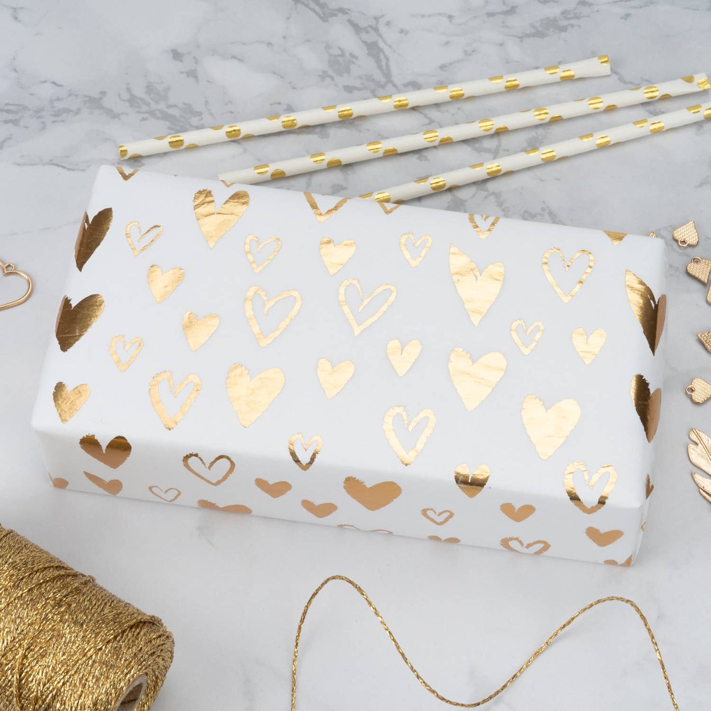 Loving Heart Gold Tissue Paper 20" x 30" - 24 sheets