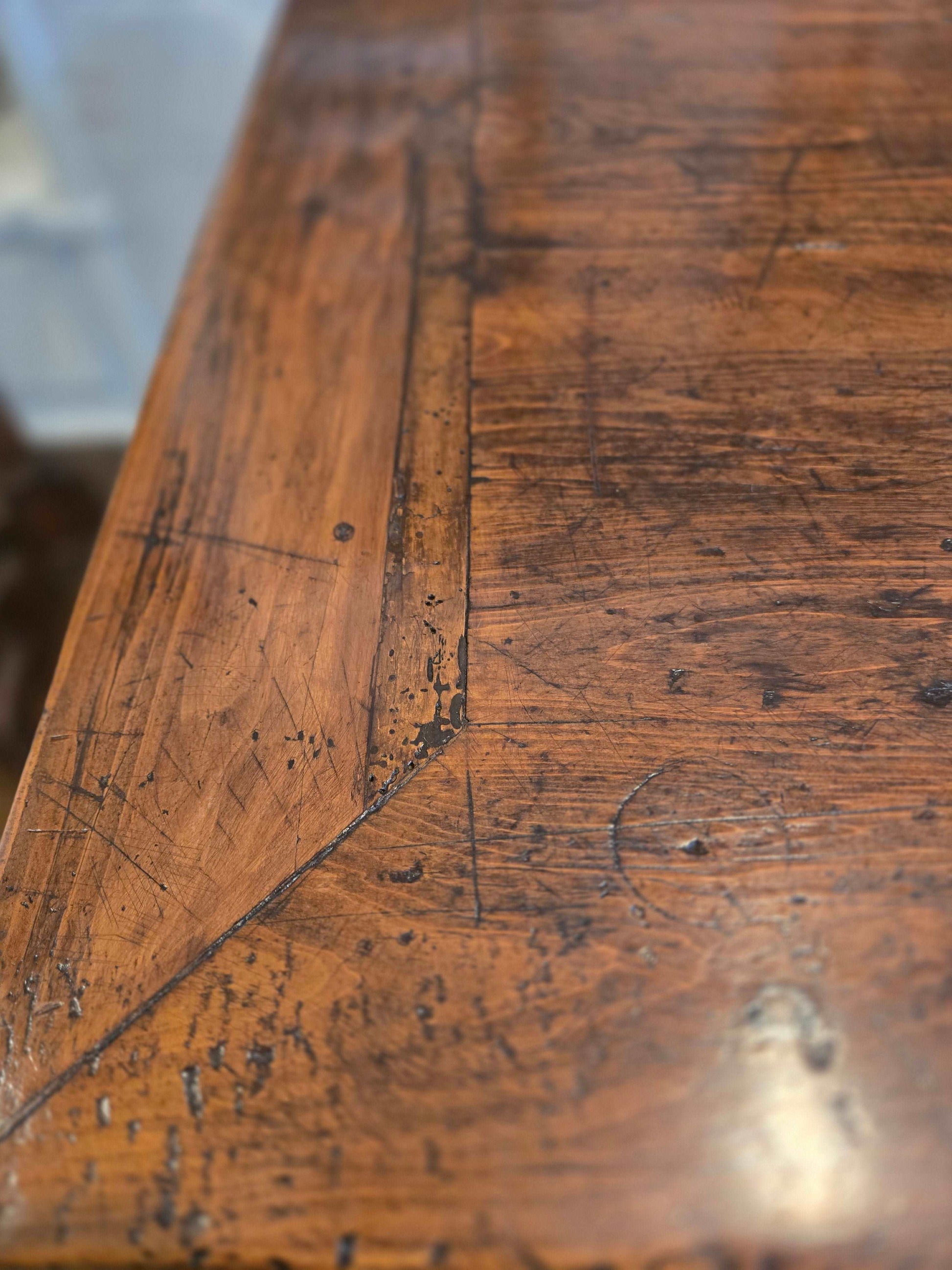 Spanish fruitwood table with iron fiadores