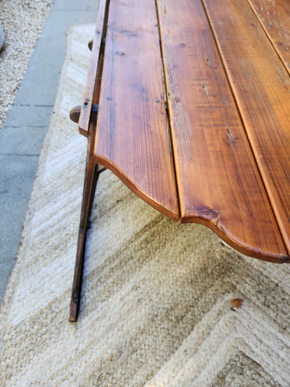 Antique pine sleigh with swan head detail and iron runners