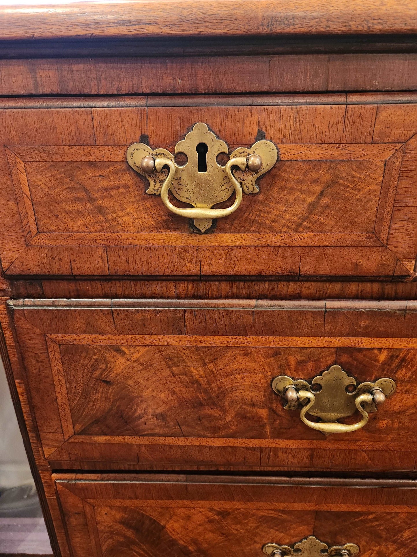 Antique Inlaid banded veneered chest of drawers