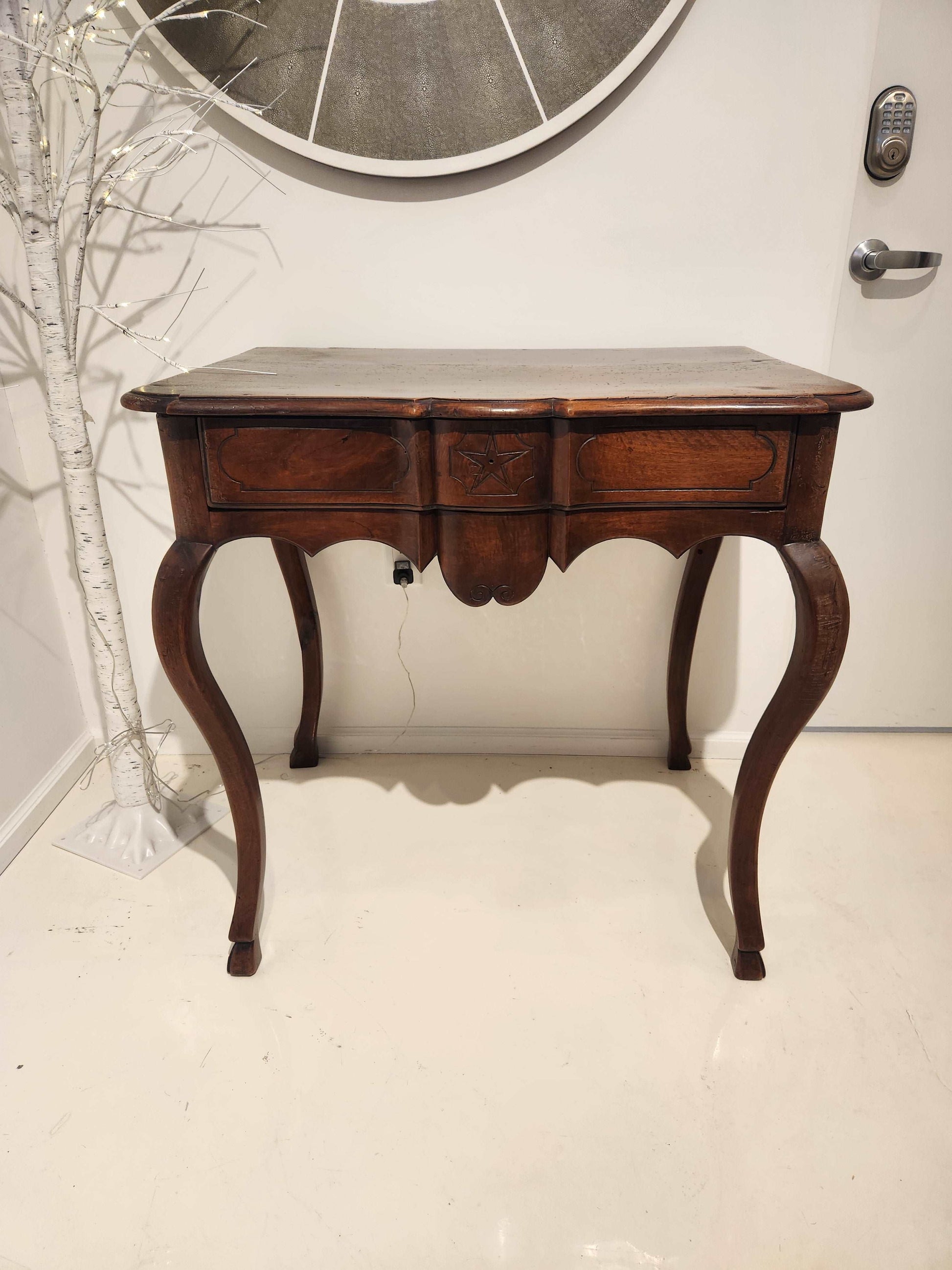 Antique Walnut Star Table Cabriole Legs France