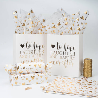 Loving Heart Gold Tissue Paper 20" x 30" - 24 sheets