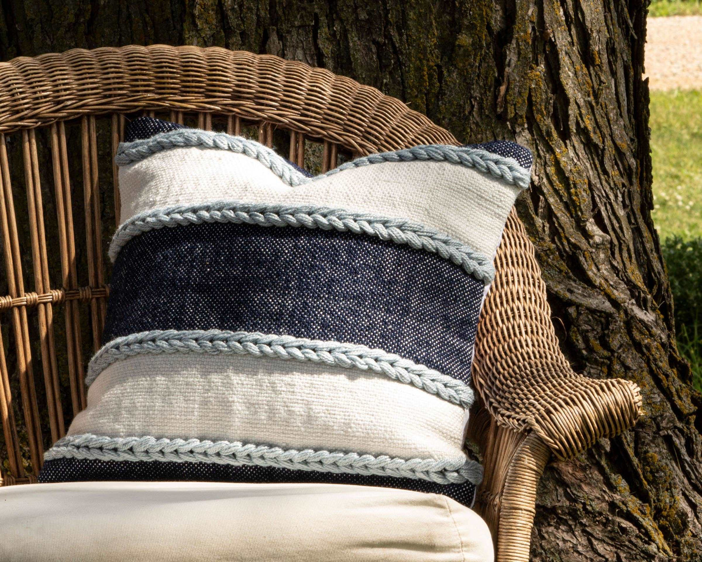 Hand Woven Outdoor Navy Cindy Pillow