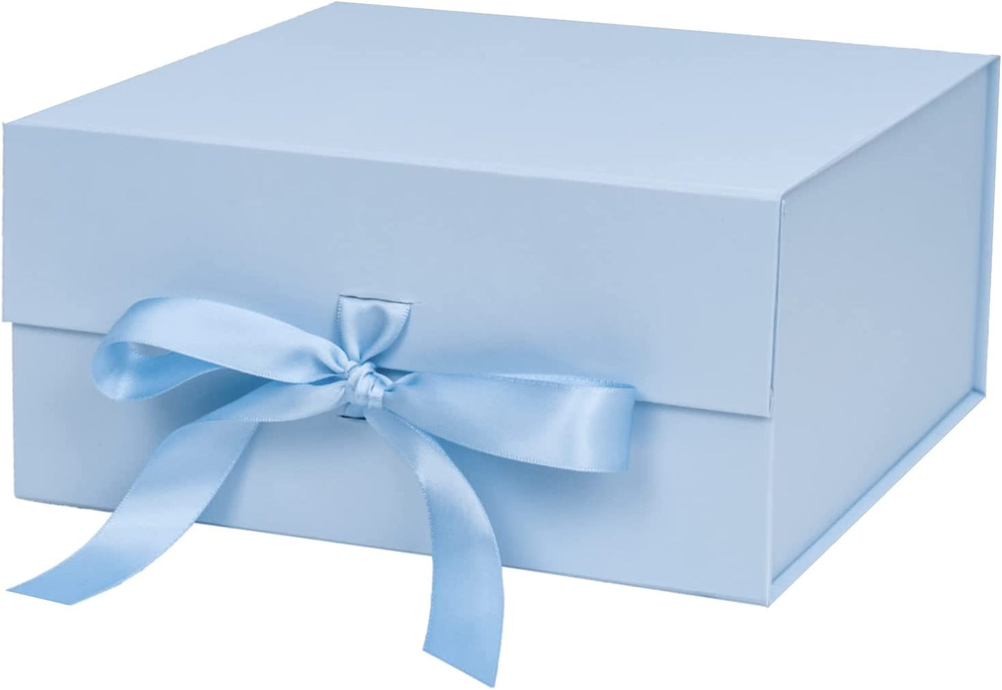 8x8x4 inch Magnetic Closure Box with Satin Ribbon: Navy