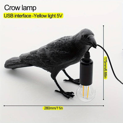 Gothic Crow Lamp - LED Table Accent - Halloween