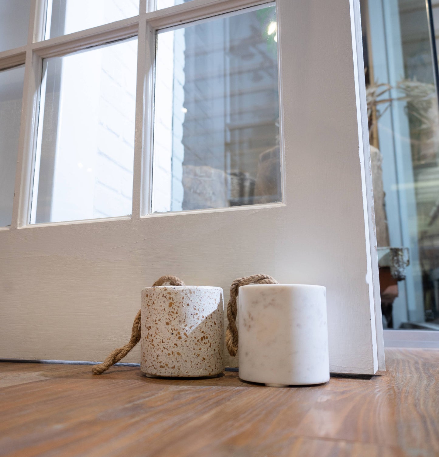 White Marble Door Stopper w/ Jute: MARBLE / White BIDKhome