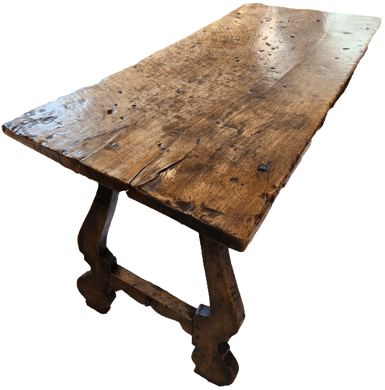 17th Century Walnut table with Iron fiadores