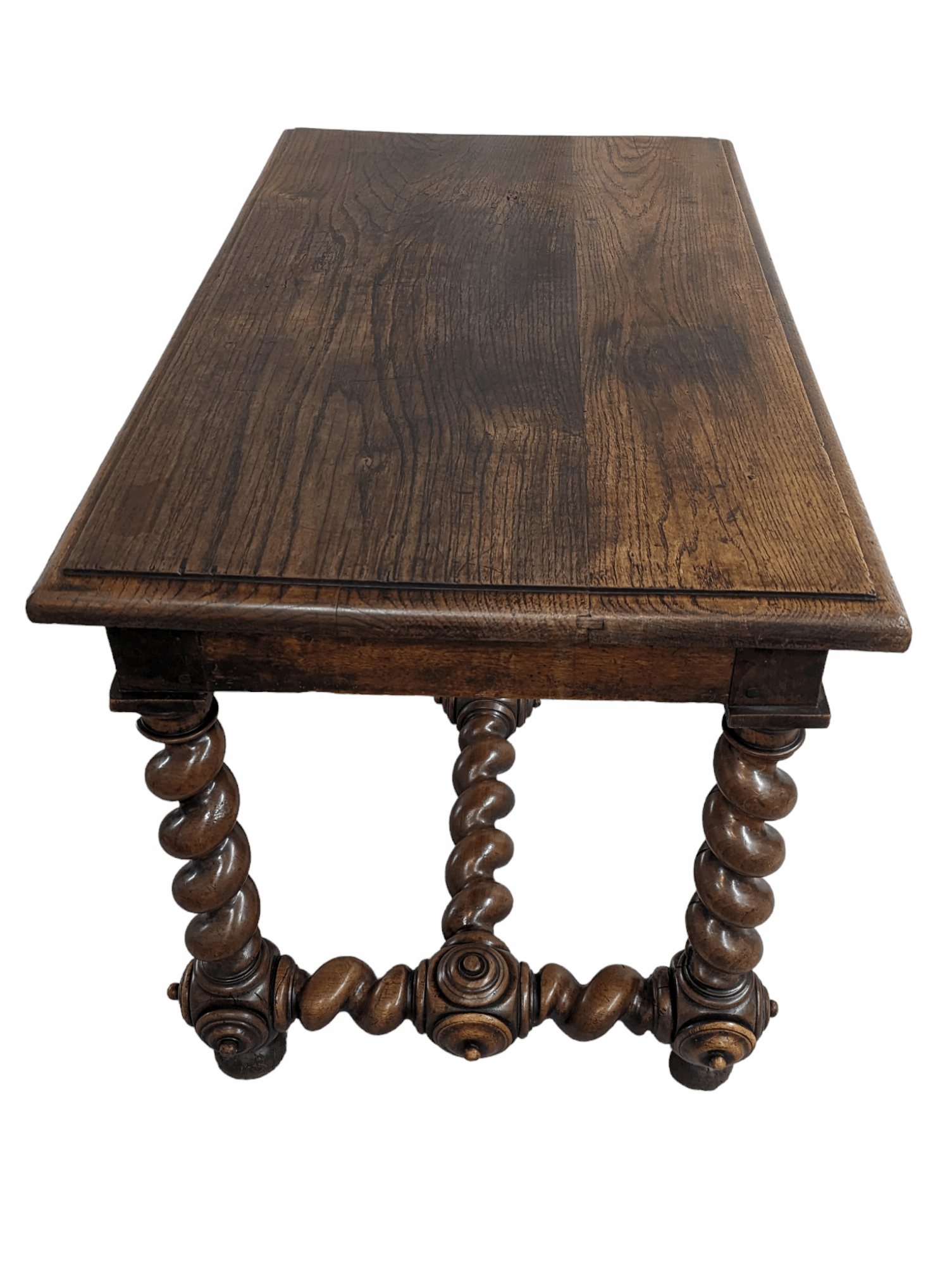 Antique Turned leg dark fruitwood table