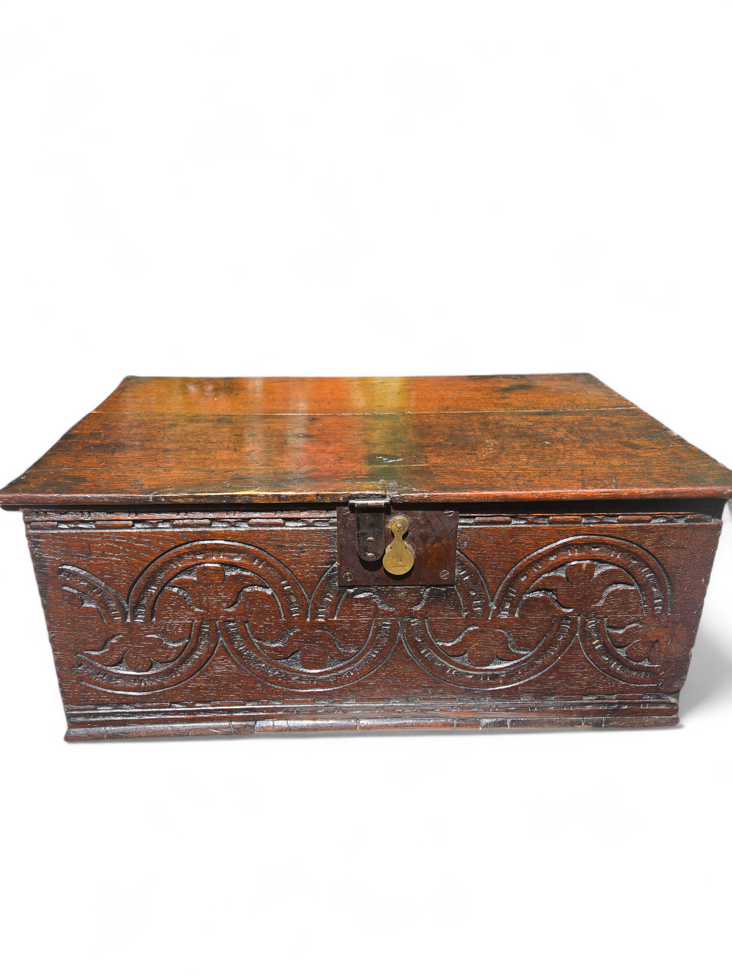 Antique English oak document box 19th C.