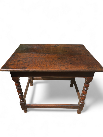 Antique Dark oak turned leg table