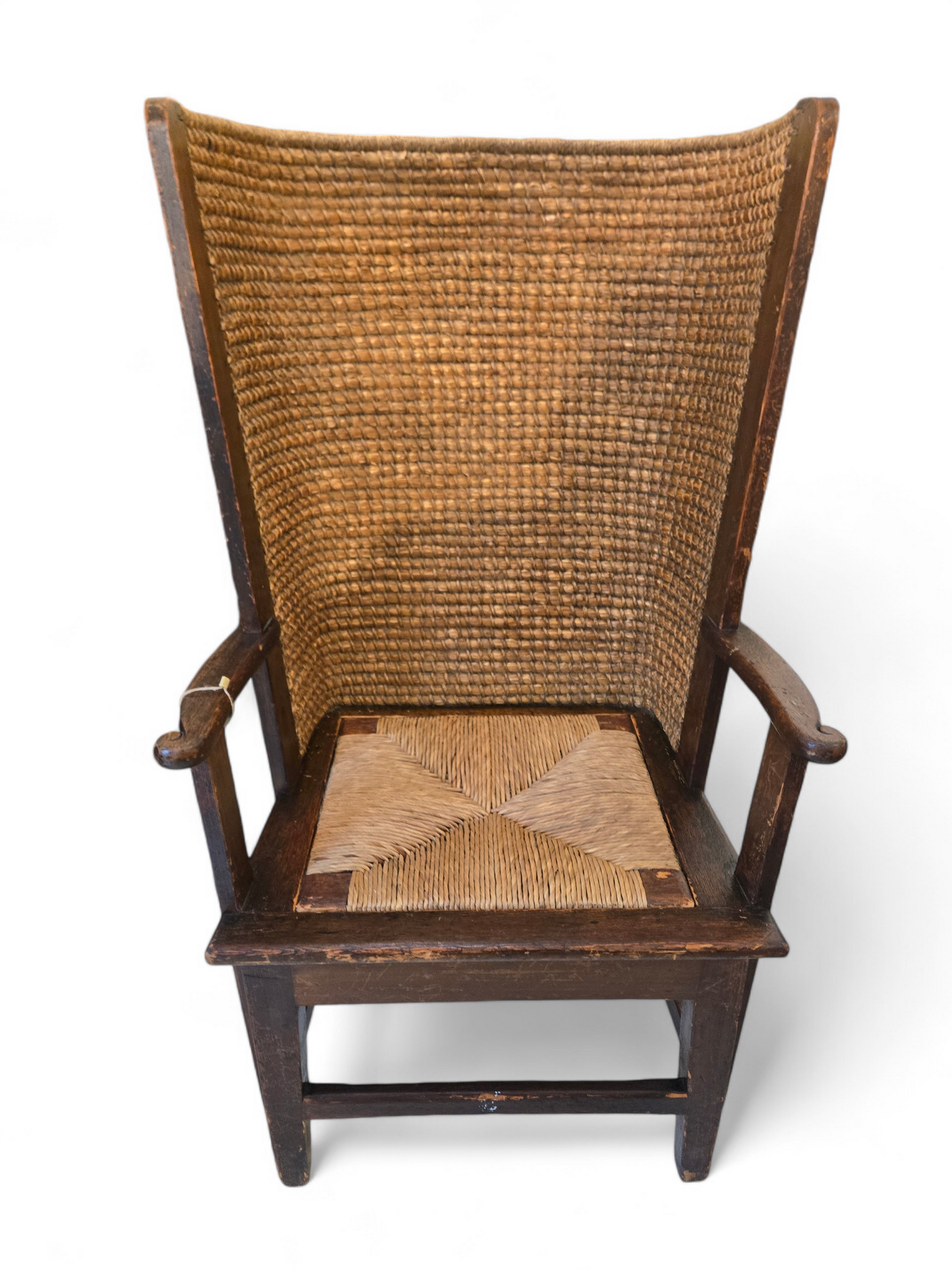 Antique rush woven Scottish fireside chair