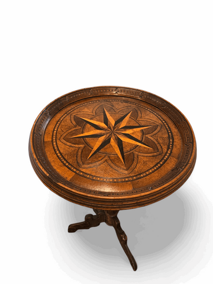 Antique star inlaid walnut pedestal table Home Crush