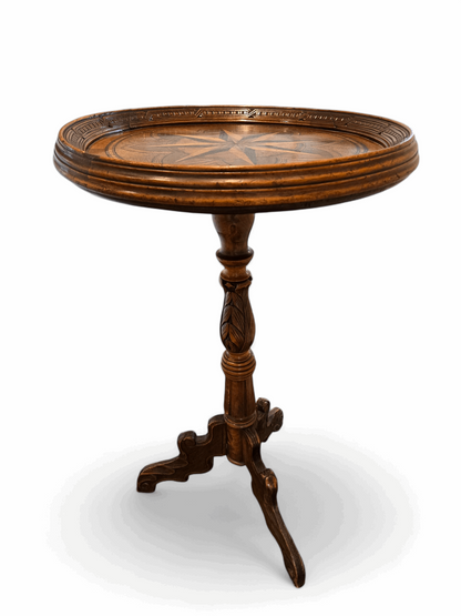 Antique star inlaid walnut pedestal table Home Crush