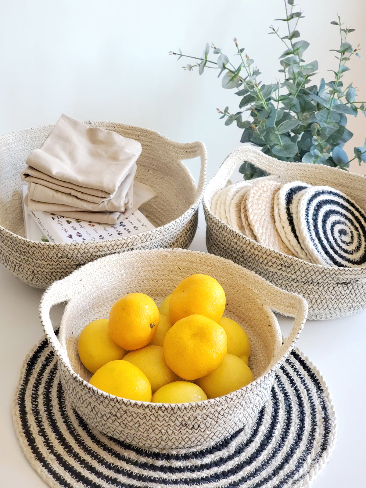 Amari Jute Fruit Bowl - Black