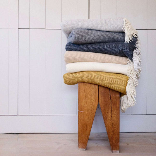 Herringbone Wool & Cashmere Throw Bloomist