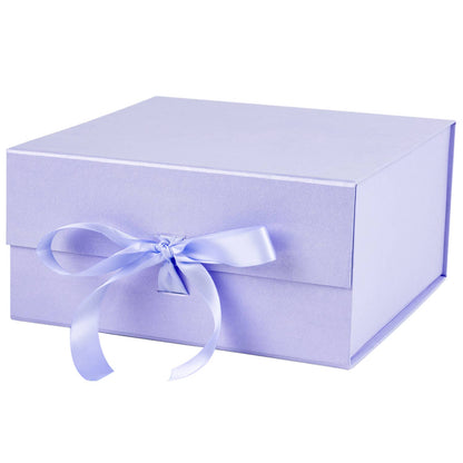 8x8x4 inch Magnetic Closure Box with Satin Ribbon: Navy