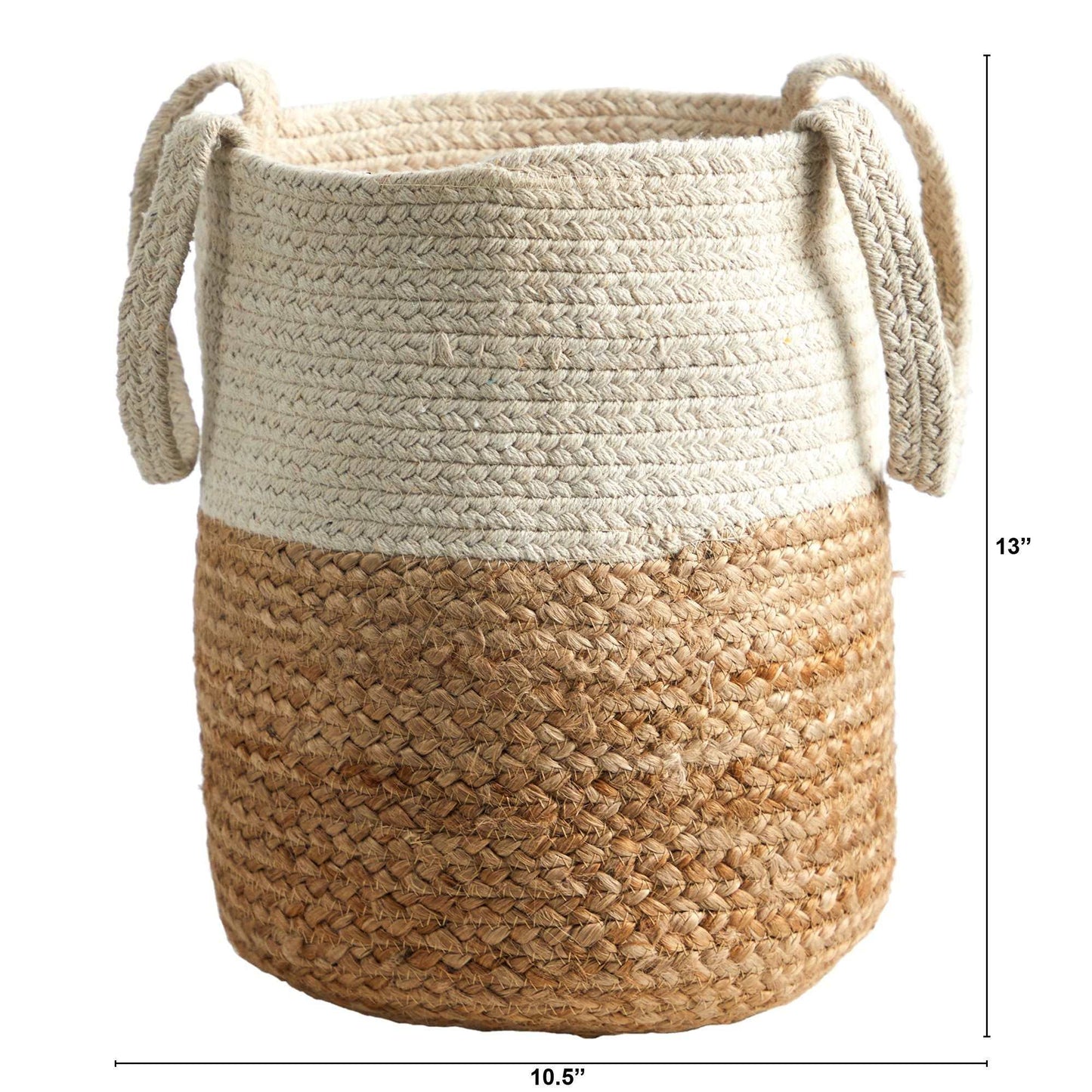 12.5” Handmade Natural Jute and Cotton  Planter Nearly Natural