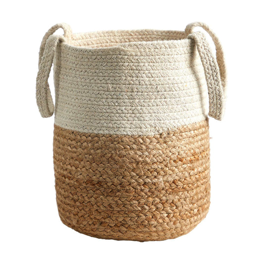 12.5” Handmade Natural Jute and Cotton  Planter Nearly Natural