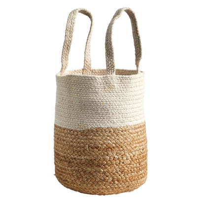 12.5” Handmade Natural Jute and Cotton  Planter Nearly Natural