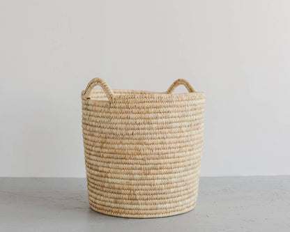 Round Laundry Basket, palm leaf - jumbo