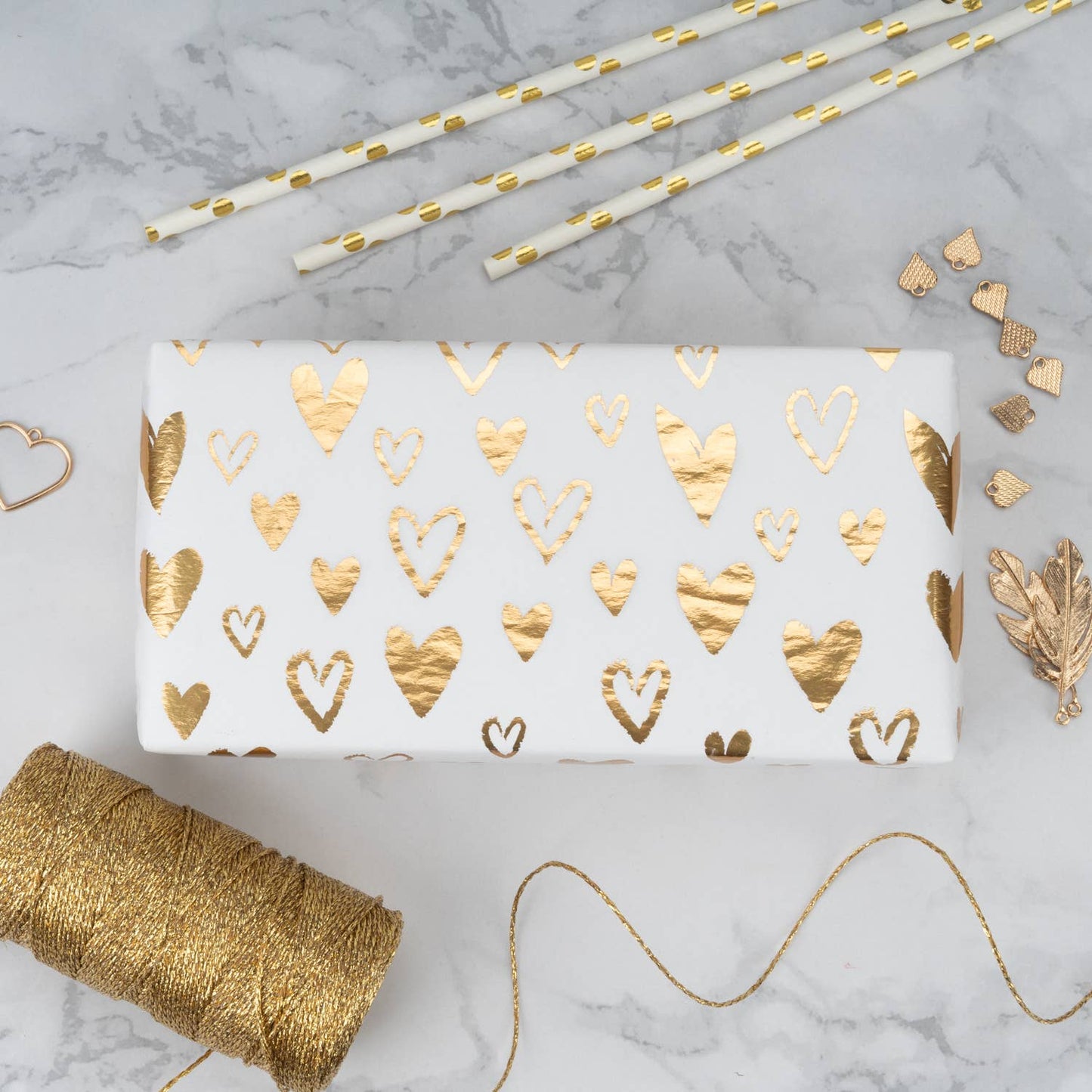 Loving Heart Gold Tissue Paper 20" x 30" - 24 sheets