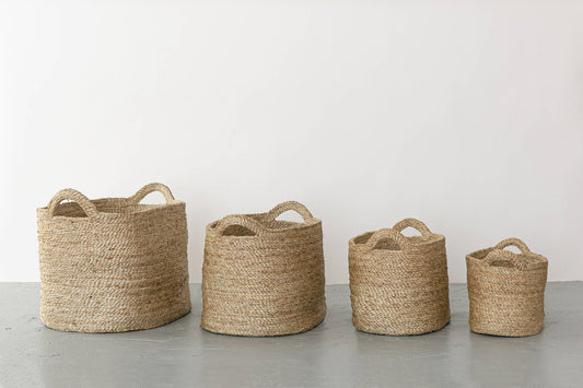 Oval Jute Baskets - Natural - Large