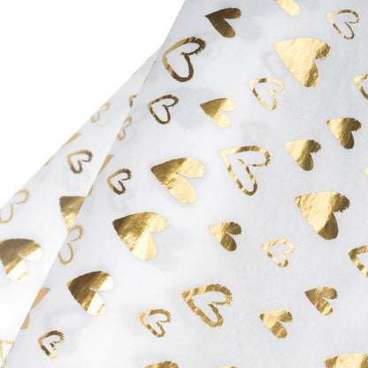 Loving Heart Gold Tissue Paper 20" x 30" - 24 sheets