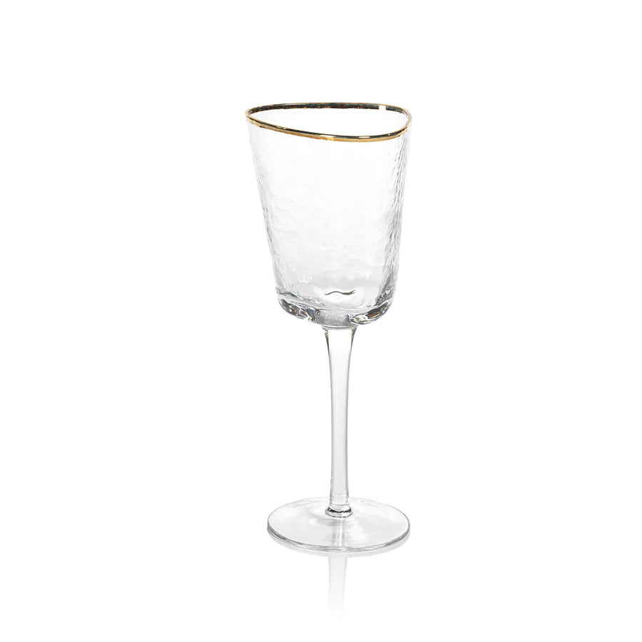Aperitivo Triangular Wine Glass-Clear with Gold Rim