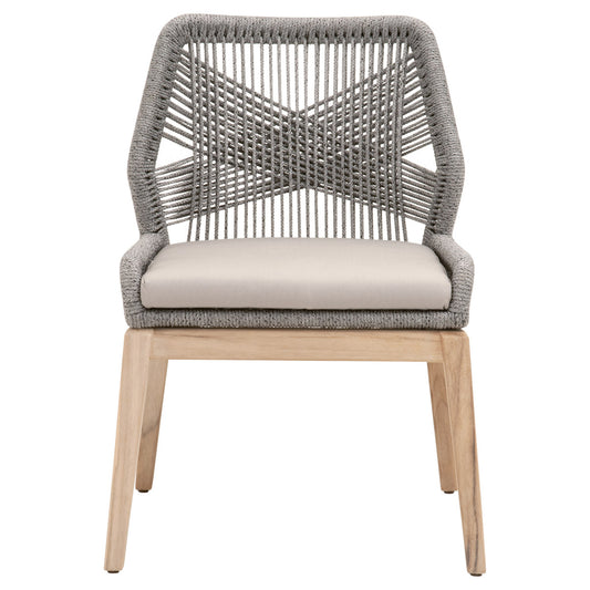 Loom Outdoor Dining Chair in Platinum Rope, Smoke Gray, Gray Teak