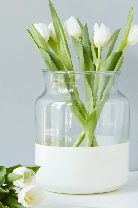 White Colorblock Mason Jar Vase