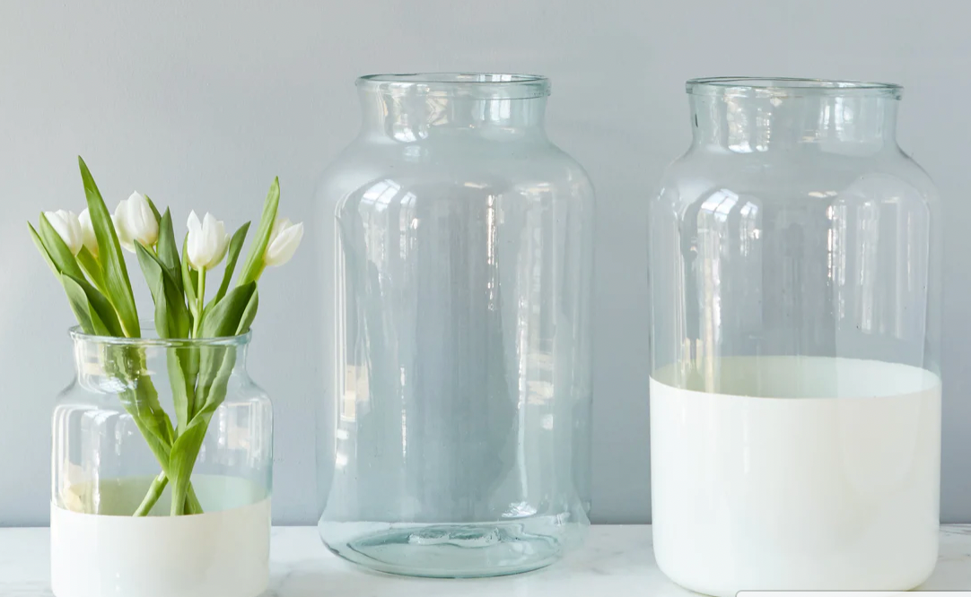 White Colorblock Mason Jar Vase